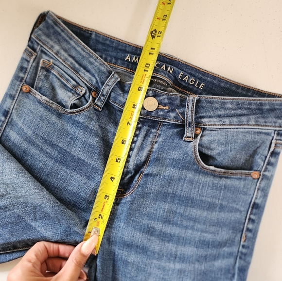 American Eagle Skinny Kick Jeans Stretchy Bootcut Mid Rise Size 4 Western Boho - Picture 9 of 11
